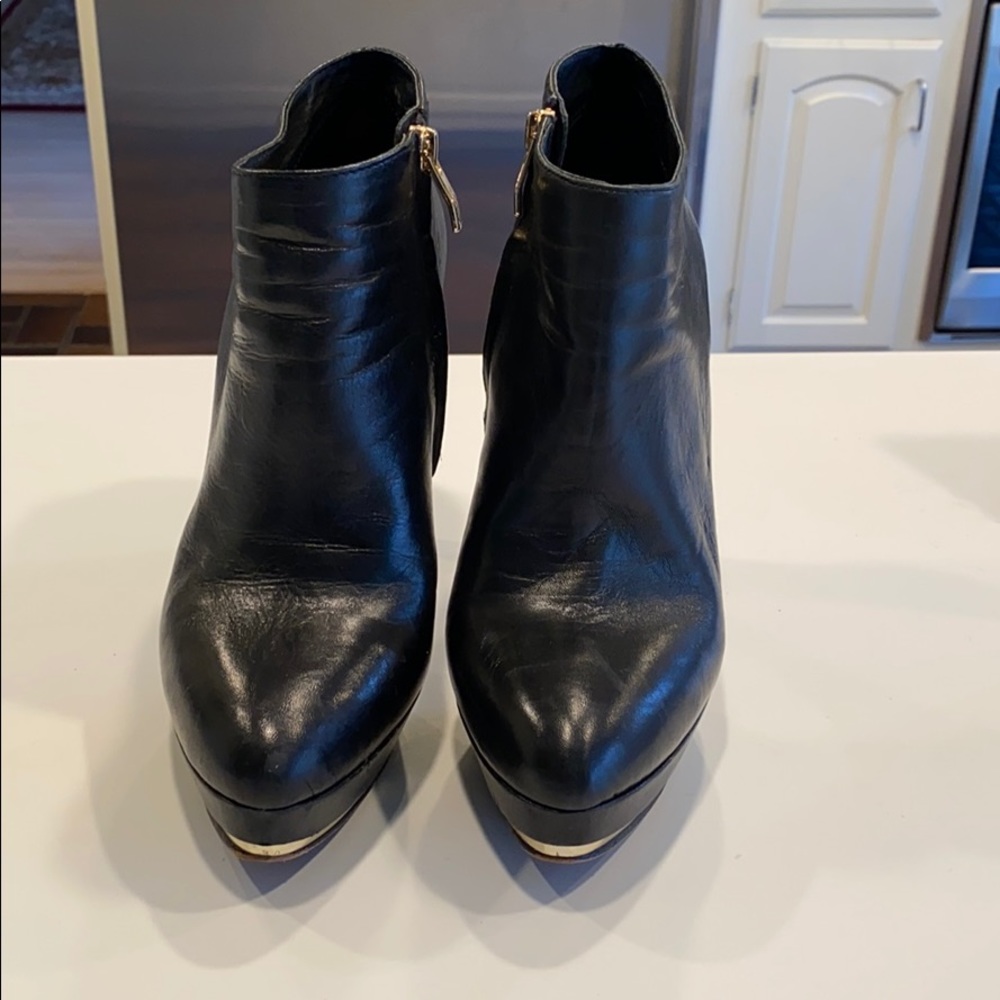 Vince Camuto. Black Leather boot/heels.